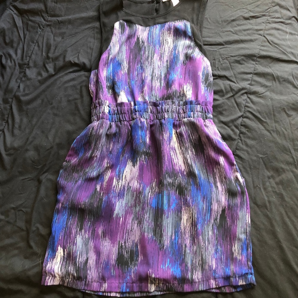 Forever21 Blue and Purple Black Mesh Dress